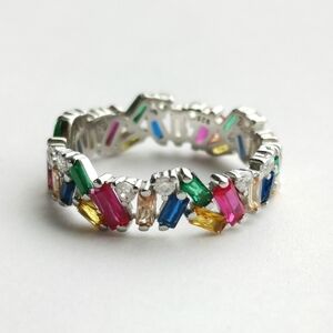 Sterling silver confetti cz eternity band ring size 8 🆕
